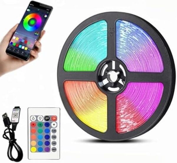 FITA DE LED ADESIVA RGB INTELIGENTE COM SENSOR DE SOM USB BLUETOOTH 5M LUZES PARA CASA ILUMINAÇÃO