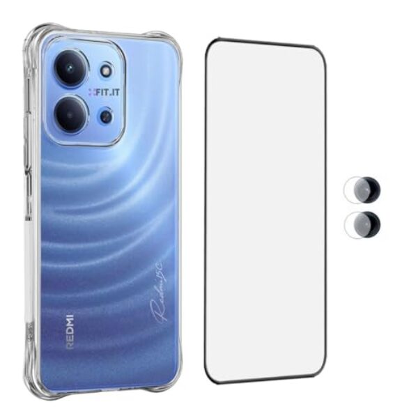 FIT IT Capa Case Anti Impacto para Xiaomi Poco C85 com Película 5D HD Premium e Proteção para Lente da Câmera