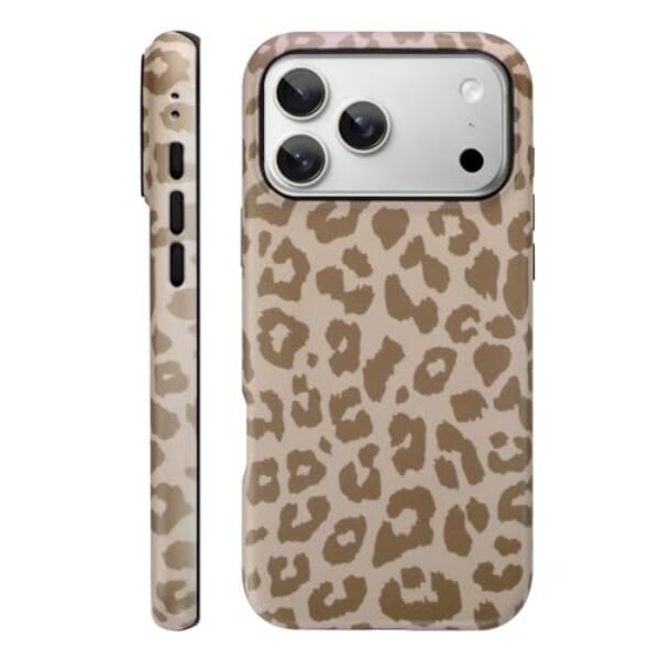 Fiyart Capa magnética para iPhone 17 Pro [compatível com MagSafe], linda moda marrom estampa de leopardo capa protetora fosca para mulheres meninas - marrom