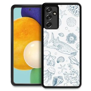 FKBRCL4U Capa para Samsung Galaxy A14 5G, design gráfico para meninas e meninos, silicone macio, acrílico rígido, proteção contra choque, projetada para Samsung Galaxy A14 5G Baleia Tubarão Coral