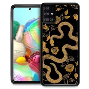 FKBRCL4U Capa para Samsung Galaxy A71 5G, estampa de cobra dourada com design gráfico de silicone macio para meninas e meninos, proteção contra choque de acrílico rígido para Samsung Galaxy A71 5G