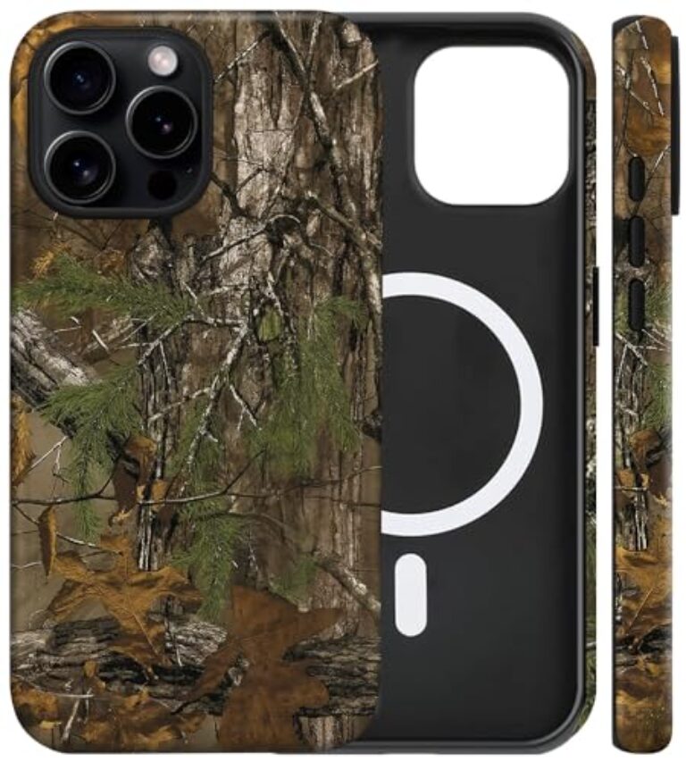 flewfun Capa magnética para iPhone 13 Pro, capa de telefone camuflada florestal, à prova de choque, fina, macia de TPU e policarbonato rígido, compatível com proteção MagSafe, projetada para meninos e