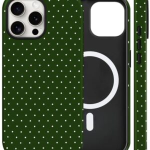 flewfun Capa magnética para iPhone 13 Pro, linda capa de telefone de bolinhas, TPU fino à prova de choque e capa protetora de policarbonato rígido compatível com MagSafe projetada para mulheres e