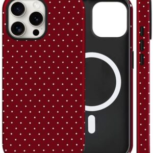flewfun Capa magnética para iPhone 13 Pro Max linda capa de telefone de bolinhas, TPU fino à prova de choque e capa protetora de policarbonato rígido compatível com MagSafe projetada para mulheres