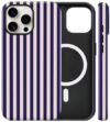flewfun Capa magnética para iPhone 14 Pro com listras fofas, TPU fino à prova de choque e capa protetora de policarbonato rígido compatível com MagSafe projetada para mulheres e meninas, roxo escuro