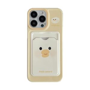 FLIRACON Capa macia para celular com compartimento para cartão de casais, urso e pato com desenho fofo compatível com iPhone (pato, para iPhone 17 Pro Max)