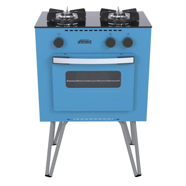 Fogao a Gas 2 Bocas com Forno Venax Mini Cook Azul