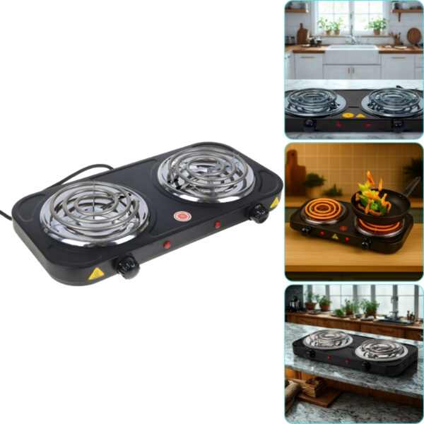 Fogareiro Elétrico da Bak Com 2 Bocas 5 Níveis de Temperatura 2000w Sem Gás Fogão Branco 127V ou Fogão Preto 220V