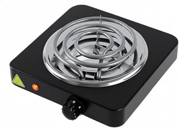 Fogareiro Elétrico Portátil 1 Boca 1000W 127V – Fogão Cooktop de Mesa para Camping, Viagem e Uso Doméstico (Preto)