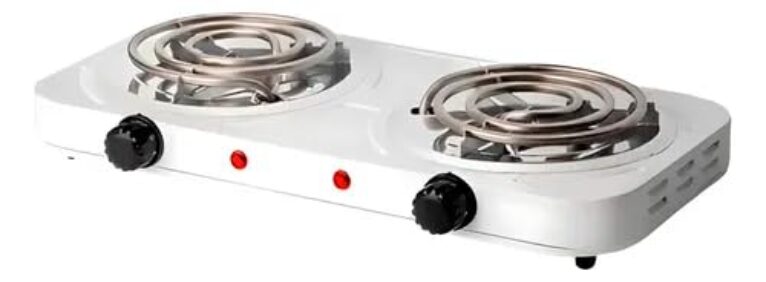 Fogareiro Elétrico Portátil 2 Bocas 2000W 127V – Fogão Cooktop de Mesa para Camping, Viagem e Uso Doméstico (Branco)