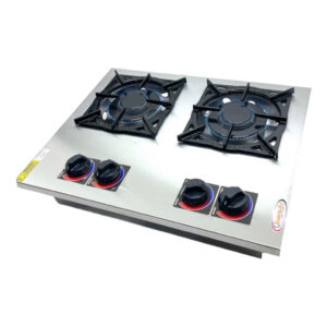 Fogão 2 Bocas Duplas Cooktop Inox 20x20 Alvenaria Para Embutir Baixa Pressão Itajobi Fogões