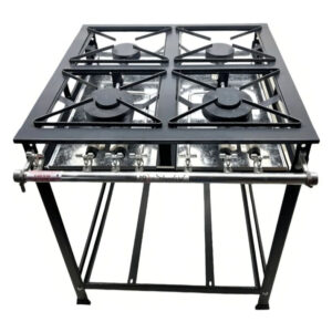 Fogão 4 Bocas Industrial Baixa Pressão Perfil 5 Com Grade 30 Cm Da Mr Fogões