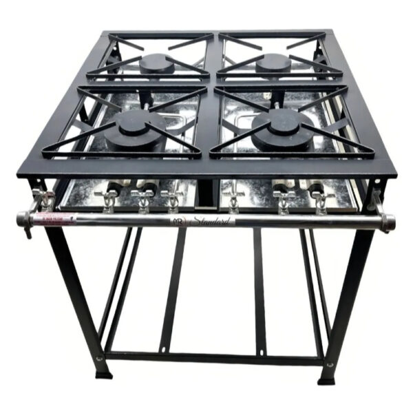 Fogão 4 Bocas Industrial Baixa Pressão Perfil 5 Com Grade 30 Cm Da Mr Fogões
