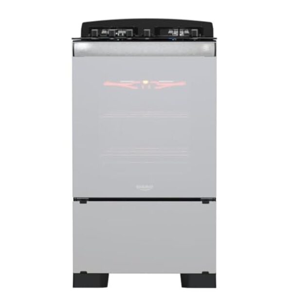 Fogão 4 Bocas Preto com Frente em Vidro Espelhado e Timer Digital Dako Diplomata Glass Grill Style Bivolt