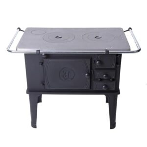 Fogão a Lenha 3E Tradicional, Ferro Fundido, Chapa Polida, Saída de Fumaça Esquerda, Número 1, Cozinha Rústica