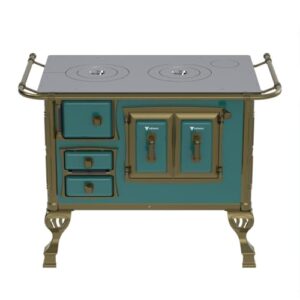 Fogão a Lenha N 1 Colonial Turquesa Sem Tampa Saida Direita