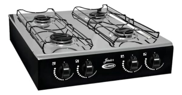 Fogão De Mesa Cooktop Júnior 4 Bocas Preto Compacto Prático E Econômico Portátil A Gás 4 Bocas (Inoxliso)