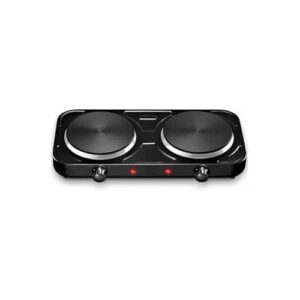 Fogão Elétrico 2 Bocas, Portátil, com 5 Níveis de Temperatura, Revestimento Antiaderente, 43x21x4cm, para Camping e Eventos
