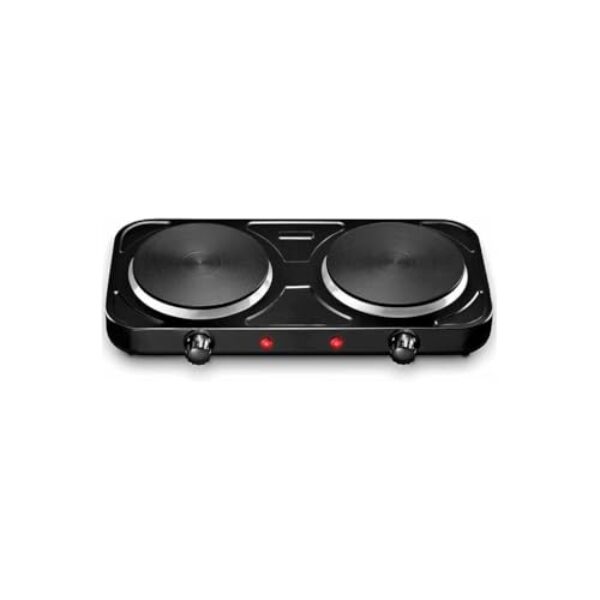 Fogão Elétrico 2 Bocas, Portátil, com 5 Níveis de Temperatura, Revestimento Antiaderente, 43x21x4cm, para Camping e Eventos
