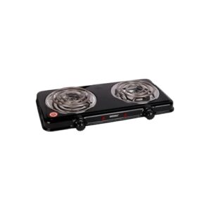 Fogão Elétrico de Indução, 2 Bocas, Preto, 2000W, 220V, Portátil, Base em Metal, 43x21x6cm, Controle de Temperatura 80-500°C, para Cozinha e Camping