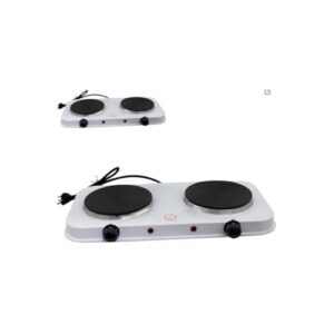 Fogão Elétrico Portátil, 2 Bocas, 2000W, 110V, com 5 Níveis de Temperatura, Revestimento Antiaderente, 43x21x4cm, para Camping e Eventos