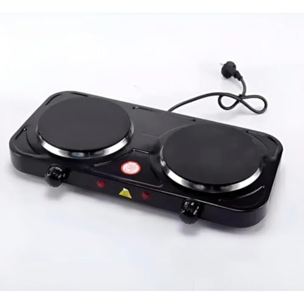 Fogão Elétrico Portátil 2 Bocas, Cooktop de Alumínio/ABS, Preto, Bivolt, 2,5kW, 43x21cm, Ignição Automática