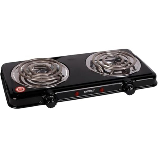 Fogão Elétrico Portátil, 2 Bocas,Cooktops, Chapas Quentes,Prático, Compacto e Ideal para Casa, Viagem e Camping 220V - Preto