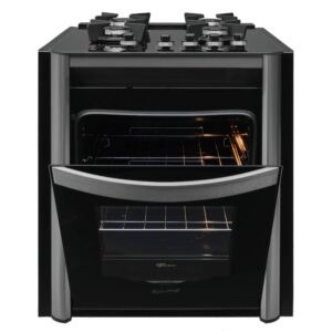 Fogão Fischer Gran Cheff De Embutir 4 Bocas Silver Mesa De Vidro Preto 220V