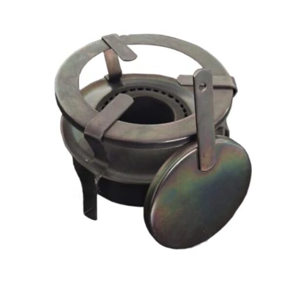 Fogão Fogareiro Portátil 1 Boca Espiriteira à Álcool com Abafador Camping Pesca(Preto)