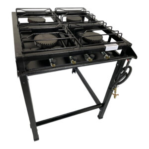 Fogão Industrial 4 Bocas Alta Pressão FERRO FUNDIDO Preto c/ Mang e Reg