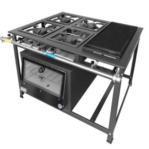 Fogão Industrial 4 Bocas Simples a Gás Alta Pressão MR Fogões com Chapa e Forno P7