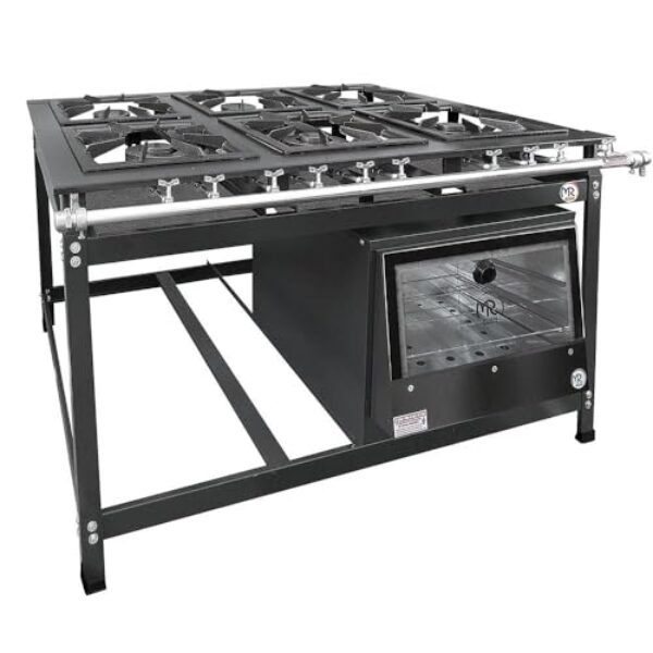 Fogão Industrial 6 Bocas 3 Duplas Baixa Pressão MR Fogões com Forno P8 Luxo