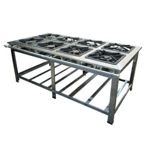 Fogão Industrial de Centro 8 Bocas 4 Duplas Cefaz Linha Gold Baixa Pressão Inox C-I430-CFZG-167