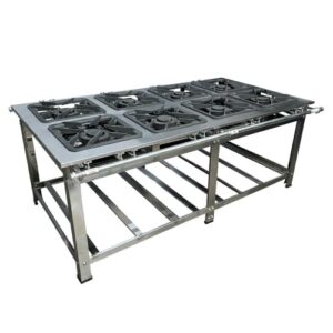 Fogão Industrial de Centro 8 Bocas Duplas Cefaz Linha Gold Baixa Pressão Inox C-I430-CFZG-159