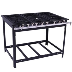 Fogão Industrial Venâncio 6 Bocas 3 Simples a Gás Natural Baixa Pressão Espera para Forno E6-22110