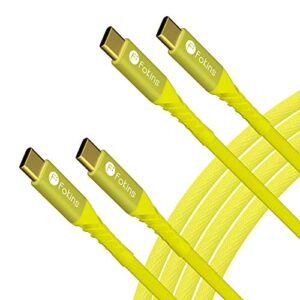 Fokins [Pacote com 2] Cabos USB-C para USB C Algodão Doce Cabo de Carregamento Rápido – PD 3.0 PPS 20V/3A – Compatível com iPad Pro/Air, Pixel 5/4/3, Galaxy S20/S21, Note 20 e todos os dispositivos