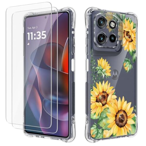 FollmeAir Capa para Moto G Stylus 5G 2025: Capa fina e flexível de TPU para meninas e mulheres, capa de silicone macio de borracha com absorção de choque para Motorola Moto G Stylus 5G 2025 (girassol)