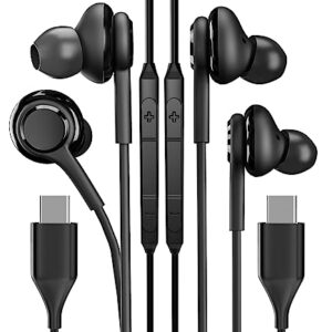 Fone de ouvido LX-CA-082-USB C com microfone com cancelamento de ruído (pacote com 2 unidades) Fone de ouvido com fio tipo C para Pixel 7 Pro Galaxy S20 S21 S22 S23 Ultra Note 10 20 Z Flip Fold A8s