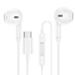 Fones de ouvido com fio USB C, fones de ouvido com fio para iPhone 17 Pro Max Air 16e 16 Pro Max 16 Plus 15 Pro Max 15 Plus, fones de ouvido intra-auriculares tipo C iPhone 17 com fio, fones de ouvido