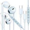 Fones de ouvido para iPhone 16/15 USB-C e fones de ouvido de telefone com controle de microfone/volume, fones de ouvido tipo C com qualidade de som Hi-Fi para Samsung Galaxy S23 – Fones de ouvido com