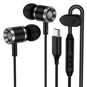 Fones de ouvido Samsung com fio para Samsung Galaxy A17 A16 A36 A56 A26 S25 FE Edge Ultra S24 S23 S22 Z Flip 7, Z Fold 7, USB C, fones de ouvido com fio tipo C, microfone para iPhone 17 16, Google