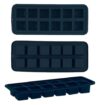 Forma de Gelo Retangular em Silicone 12 Compartimentos Preto, 10cm x 25cm Lavável e de Alta Resistência Operação Manual