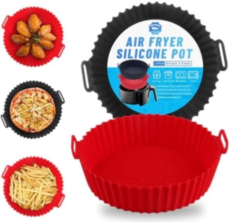 Forma de Silicone para Air Fryer, Assadeira Redonda Antiaderente, Vermelha e Preta, 16cm e 20cm, Ideal para Fritadeira Elétrica, Fácil de Lavar, Hipoalergênica