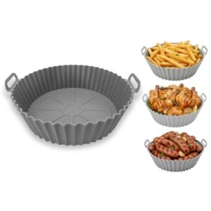 - Forma de Silicone para Air Fryer Redonda 20cm – Cesto Antiaderente Reutilizável com Alças