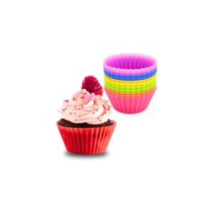 Forma de Silicone para Cupcake, 7 Cavidades, Compatível com Air Fryer, 18cm de Diâmetro, Vermelha ou Cinza, Antiaderente, Resistente a Altas Temperaturas