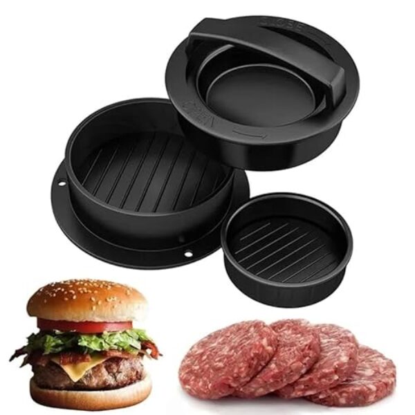 Forma para Hambúrguer 3 em 1, Molde para Hambúrguer Recheado e Simples, Gourmet