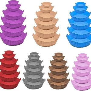 Formas de Silicone para Air Fryer e Micro-ondas – Kit contendo 6 Unidades | Antiaderente, Reutilizável, Com Alça, Resistente ao Calor e Livre de BPA | Cores sortidas