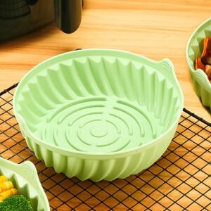 Forro de silicone para fritadeira a ar, forma redonda, bandeja de cozimento de fácil limpeza, forro de panela ciano com escopo aplicável para fritadeiras a ar (P)