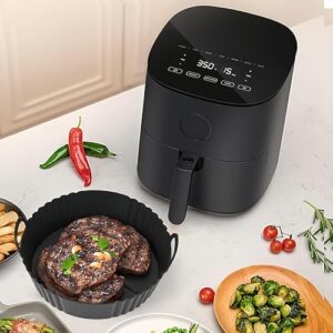 Forro de silicone para fritadeira Air Fryer com borda canelada e alças duplas, forros de silicone reutilizáveis para aquecimento uniforme, inserção antiaderente para cesta de fácil limpeza para