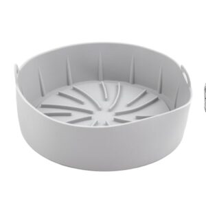 Forro para Air Fryer de Silicone, Reutilizável, Antiaderente, Cinza, 22cm Diâmetro, Resistente a Altas Temperaturas, Livre de BPA